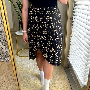 Floral Black Wrap Skirt